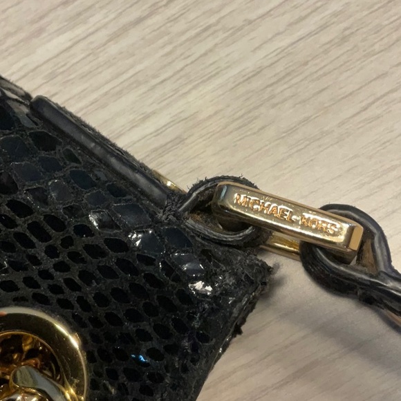 Michael Kors Black Patent Leather Crocodile Purse Handbag - Picture 6 of 16